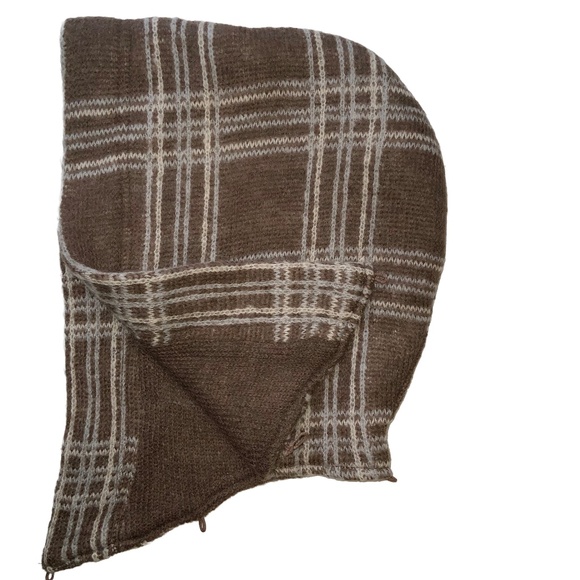 VTG ZARA long brown plaid cardigan coat with a hoodie. Mohair blend. Size M - Picture 5 of 10